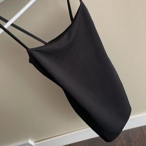 Pretty little thing black mini dress tank style  fitted stretchy size 0